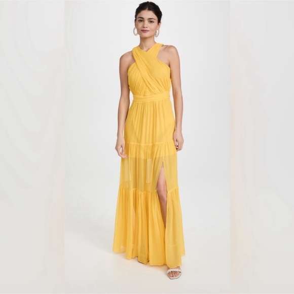 Veronica Beard Florencia Silk Maxi Dress Yellow Sz 4 - Picture 2 of 4